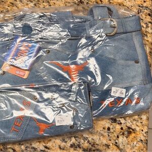 2pc Texas longhorns denim  handbag and Wallet Set